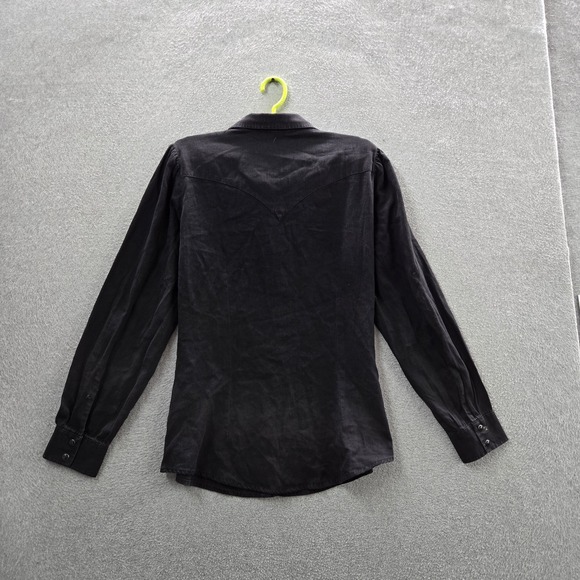 Wrangler Women Button Up Shirt M Black Embroidered Retro Western - Picture 8 of 8
